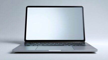 Poster - Open laptop with blank screen on white background
