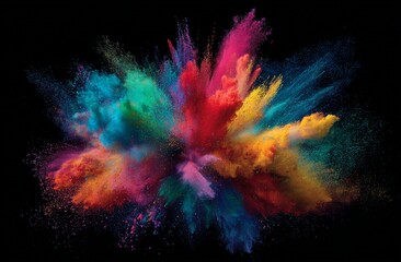Wall Mural - Vibrant Colorful Powder Explosion on Black Background