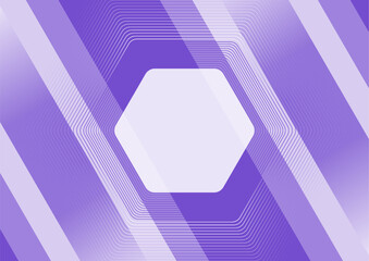 Poster - Linear hexagonal shapes on the violet striped minimal background. Geometric abstract vector design