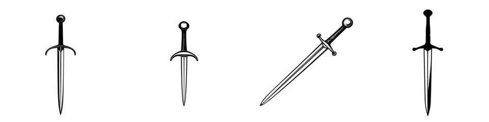 Poster - Collection of black icons featuring various dagger designs with distinct shapes and styles