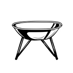 Poster - Modern black icon of a minimalist bowl design on three legs suitable for various contemporary applications