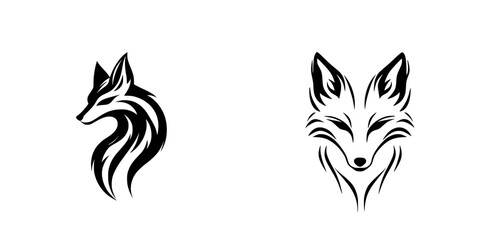 Poster - Stylized black fox icons featuring elegant outlines and minimalistic design
