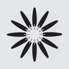 Poster - Abstract black geometric design with radial symmetry on a light gray background perfect for creative projects and decorations