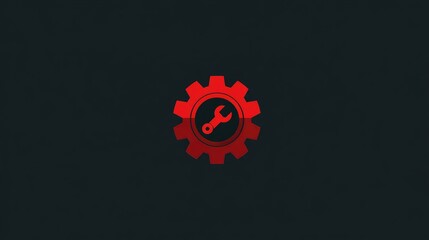 Aufkleber - Mechanical design company logo with symmetrical gear and wrench in modern layout