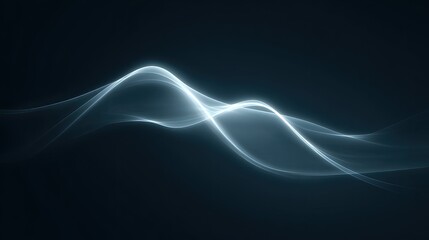 Poster - Ethereal Light Waves in Soft Blue and White Against Dark Background