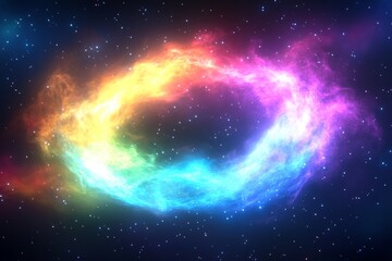 Wall Mural - Vibrant Rainbow Nebula in Dark Space