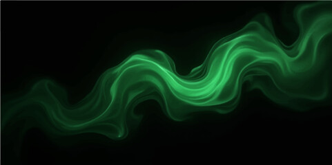 Wall Mural - Abstract black light green smoke and flame patterns create a dark, fiery background with a burning motion design (1)
