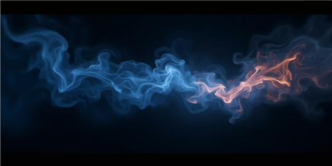 Wall Mural - Abstract black light blue smoke and flame patterns create a dark, fiery background with a burning motion design.