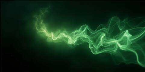 Wall Mural - Abstract black light green smoke and flame patterns create a dark, fiery background with a burning motion design.