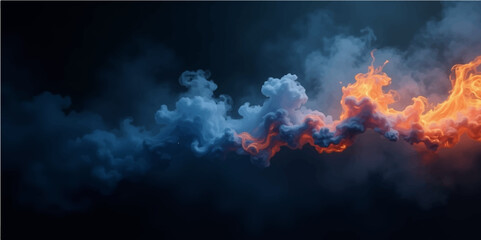 Wall Mural - Abstract black light blue smoke and flame patterns create a dark, fiery background with a burning motion design.