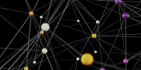 stock photo of an abstract network connection with colorful nodes and lines. perfect for technology,