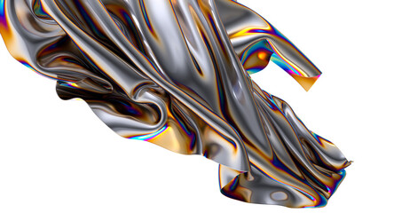 Aufkleber - Metallic fabric with an iridescent sheen flowing gracefully