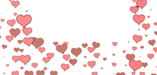Leinwandbilder - Falling red and pink hearts isolated on transparent background. Valentine’s day design.