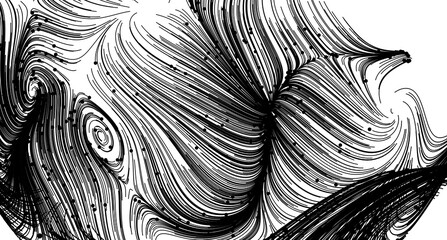 Aufkleber - High-contrast black and white abstract art. Swirling lines create a dynamic visual effect.
