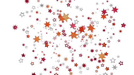 Poster - Beautiful background with red, orange & silver stars. Perfect for holidays, celebrations, and more!
