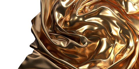 Poster - Luxurious Finesse: Abstract 3D Gold Cloth Illustration for Sophisticated Artistry