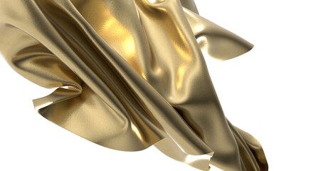 Aufkleber - Shiny gold fabric flowing in the wind Luxury and elegance