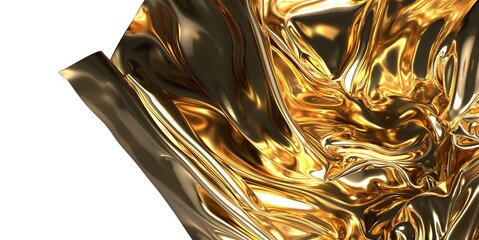 Poster - Golden Transcendence: Abstract 3D Gold Cloth Illustration for Transcendent Visuals