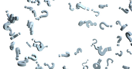 Aufkleber - question marks background. 3D Rendering.