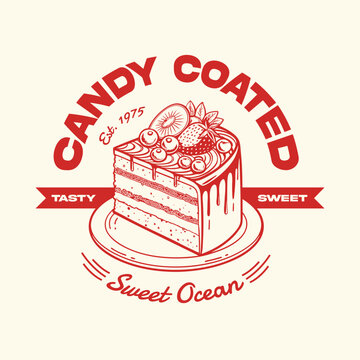 Hand Drawn Layer cake design, Vector Cake Graphic, women's graphic tee, slogan t-shirt design,cherry cake illustration, summer food prints, hand writing text print design, Cute