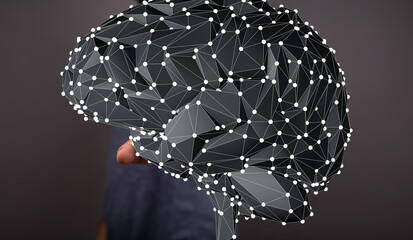 Poster - Modern digital brain concept. Ideal for AI, neuroscience, technology, and data visualization projects.