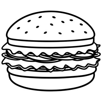 big burger line art vector