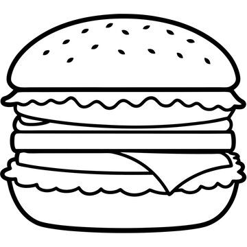 big burger line art vector
