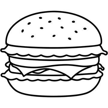 big burger line art vector