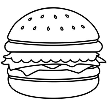 big burger line art vector