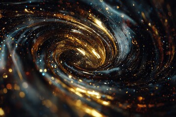 Wall Mural - Abstract Gold And Blue Glitter Spiral Galaxy