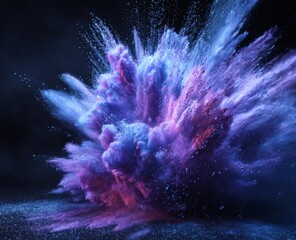 Wall Mural - Vibrant Blue And Purple Powder Explosion Against Dark Background