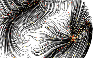 Poster - Abstract art background. Swirling black lines and gold confetti. Perfect for modern designs.