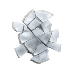 Poster - Shattered Glass Fragment Over White Background with Sharp Edges and Irregular Pattern for Creative Design Use Transparent background or png