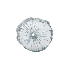 Poster - Broken glass fragment with sharp edges on a white background showcasing intricate patterns and reflections Transparent background or png