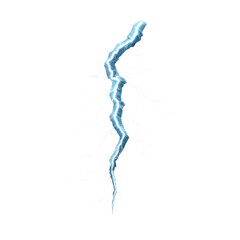 Poster - Bright Lightning Bolt Striking Down with Powerful Energy and Intense Electric Glow Against Dark Background Transparent background or png