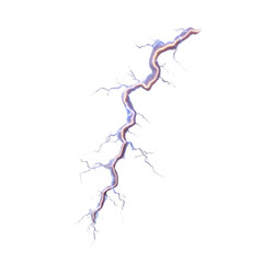 Poster - Realistic Lightning Bolt Isolated on Black Background with Blue and Purple Glow, Ideal for Use in Creative Designs and Visual Effects Transparent background or png