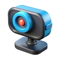 Poster - 3d rendering blue plastic style webcam icon isolated on transparent background communication technology solution