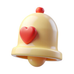 Poster - Cute 3d notification bell featuring red heart icon plasticstyle icon solated on transparent background