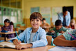 © Drazen - Happy schoolboy during class at elementary school looking at camera.