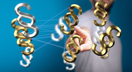 Poster - Abstract image of interconnected paragraph symbols, representing legal network, law, regulations.