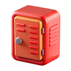 Poster - Orange and red 3d rendering plasticstyle icon of a locker isolated on transparent background
