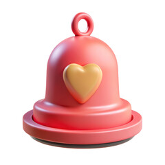 Aufkleber - Pink bell with a yellow heart 3d rendering plasticstyle icon isolated on transparent background design element