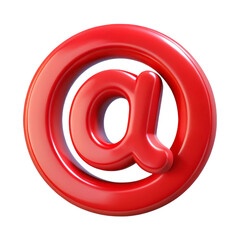 Poster - Red at symbol 3d rendering plasticstyle icon isolated on transparent background for email communication