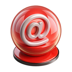 Poster - red and white email symbol 3d rendering plasticstyle icon isolated on transparent background with re