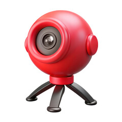 Aufkleber - Red cartoonish webcam on a tripod stand 3d rendering plasticstyle icon isolated on transparent background