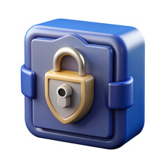 Poster - Secure safe box 3d rendering plasticstyle icon solated on transparent background for protection