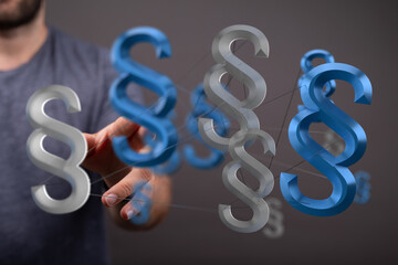 Poster - Abstract image of interconnected paragraph symbols, representing legal concepts, law, and regulations.