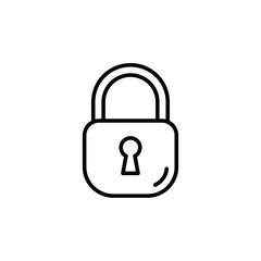 Poster - Simple black outline illustration of a padlock, showing its keyhole and loop.