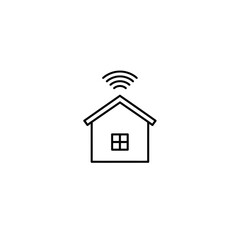 Poster - Simple line drawing of a house with a wireless internet signal emanating from the roof.
