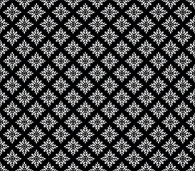 Poster - Flower geometric pattern. Seamless vector background. White and black ornament.